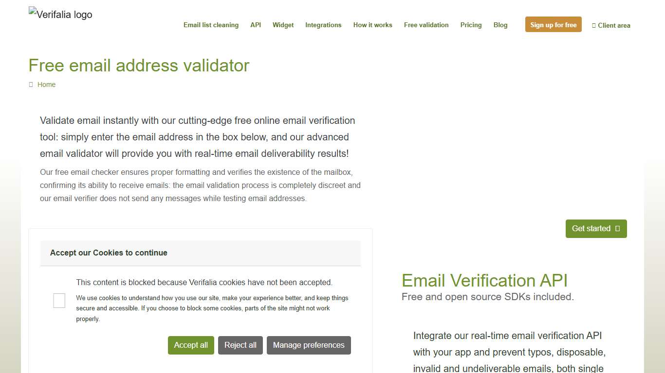 Free email address validator