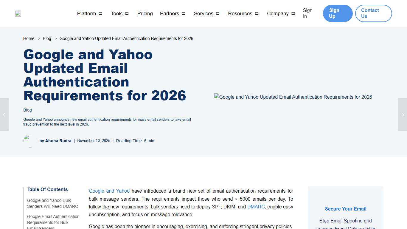 Google And Yahoo Email Authentication Requirements 2026